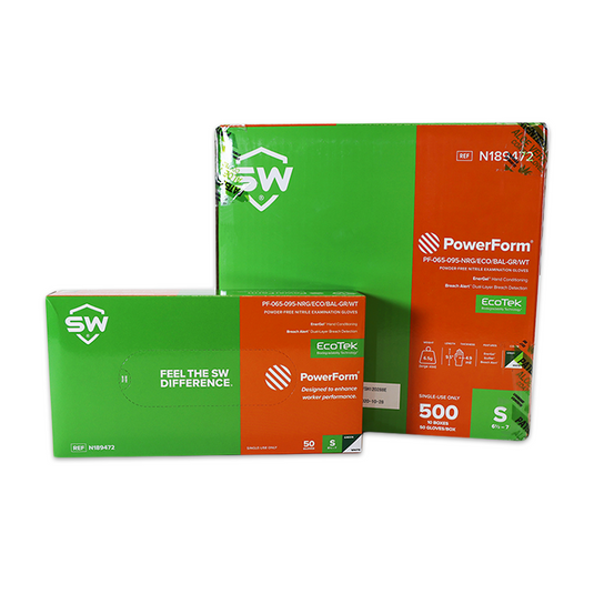 PowerForm Powder Free Nitrile Exam Gloves - Sold by the Case of 10 Boxes